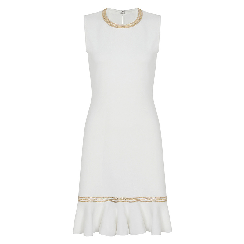 Women Formal Wear Black - Women Sleeveless Midi Dress Gold Trim