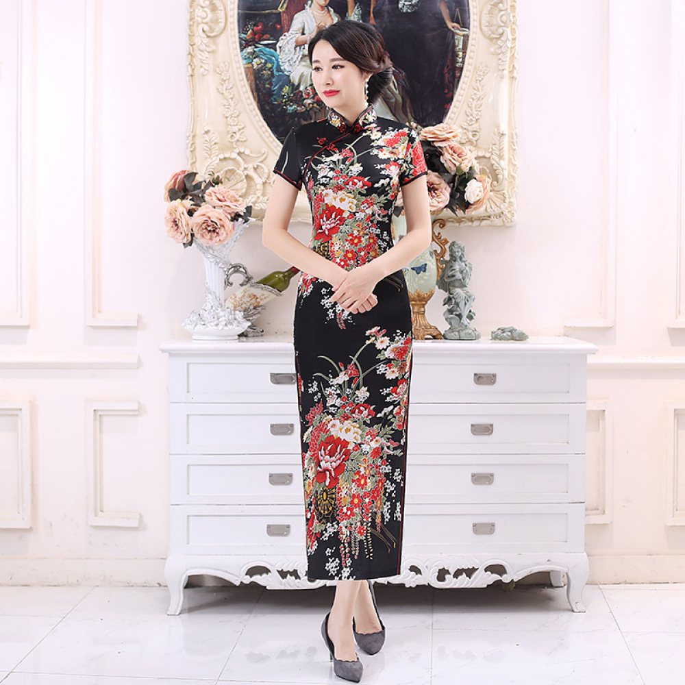Classic Satin Cheongsam Long D - огляд і ціна Women'S Formal Traditional Wear